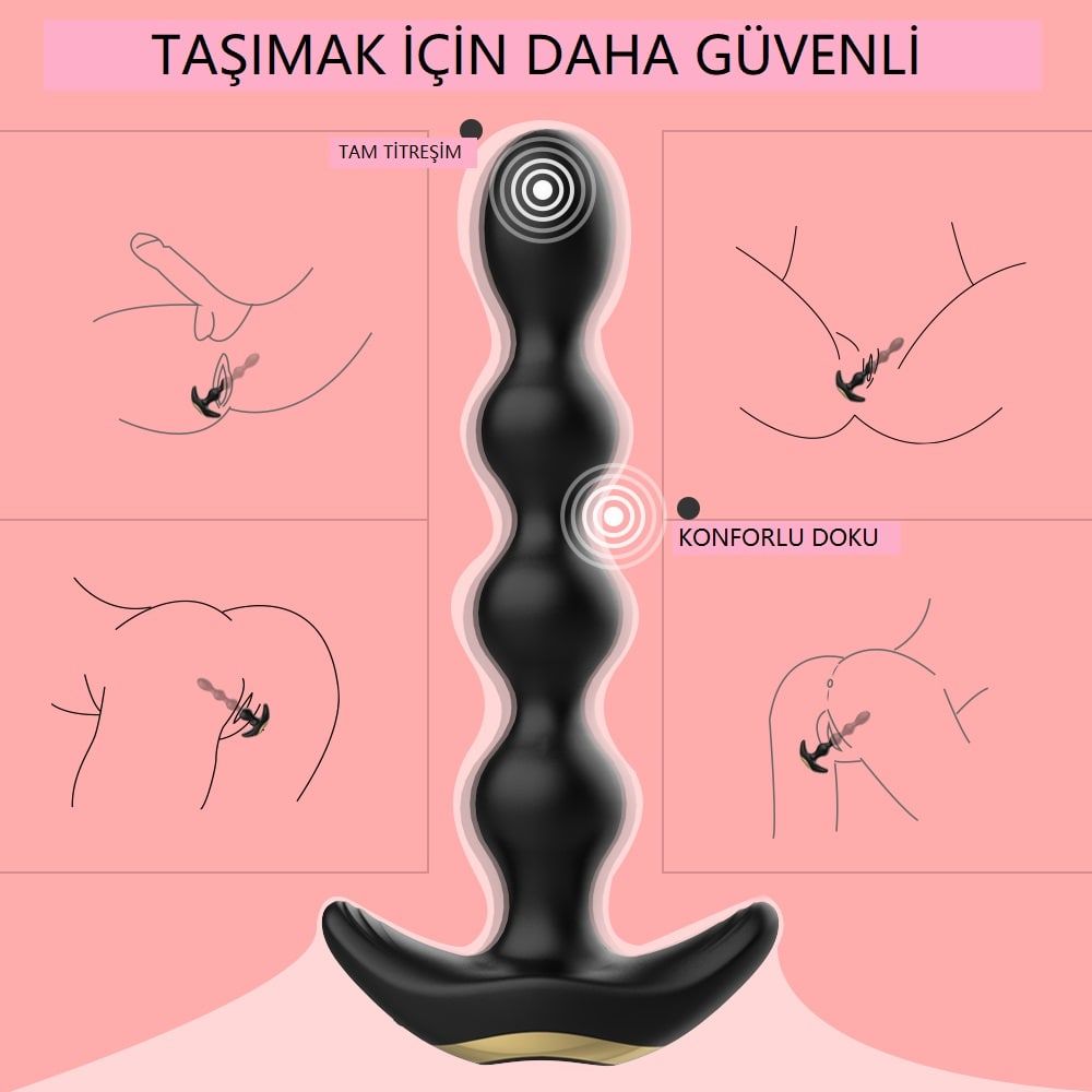 Austin 9 Modlu Titreşimli Kumandalı Esnek Boğumlu Anal Plug Vibratör