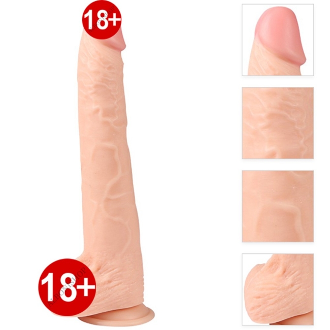 Bart 29.5 Cm Esnek Ve Damarlı Güçlü Vantuzlu Realistik Penis