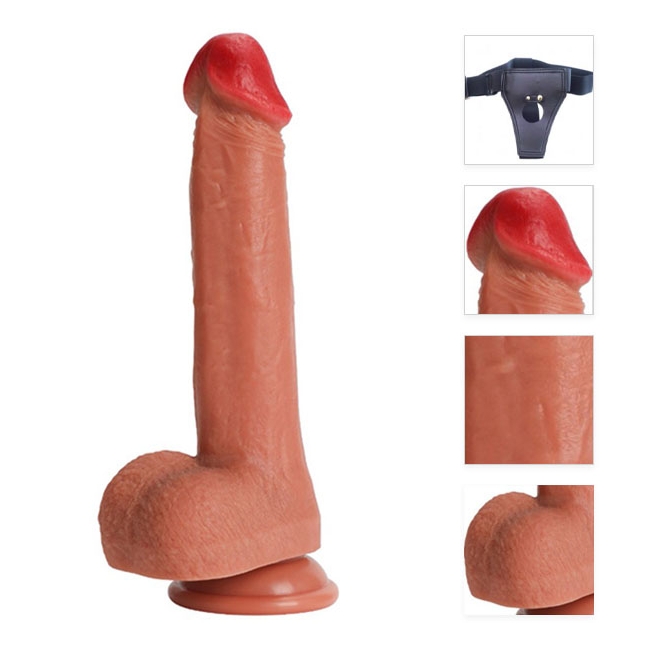 23 Cm Kumandalı Git Gel Darbeli Silikon Titreşimli Realistik Kemerli Penis