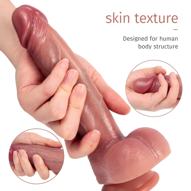 Bonilove Bert Damarlı Ve Parlak Yüzeyli 22 Cm Çift Katmanlı Realistik Penis