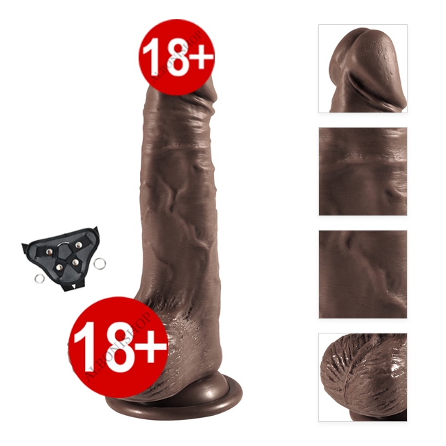 Bonilove Diego Çift Katmanlı 19.5 Cm Yumuşak Dokulu Realistik Kemerli Penis