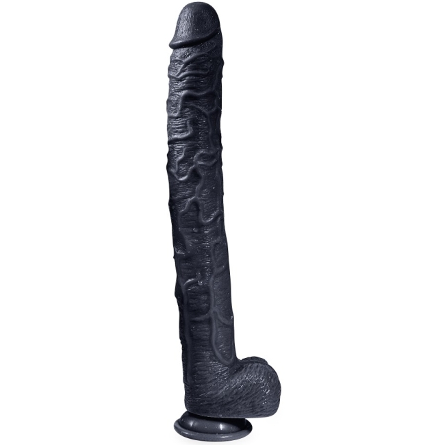 Bonilove Huoer Sword 43 Cm Realistik Damarlı Dev Siyah Kemerli Penis