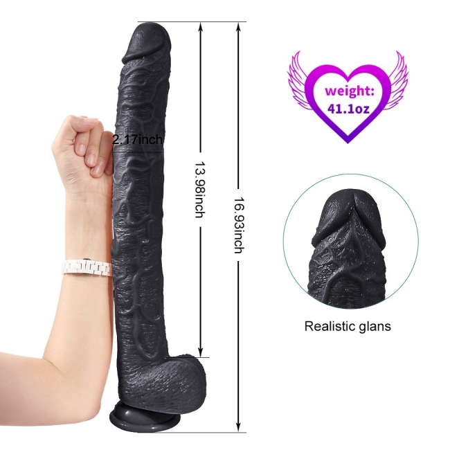 Bonilove Huoer Sword 43 Cm Realistik Damarlı Dev Siyah Kemerli Penis