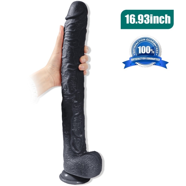 Bonilove Huoer Sword 43 Cm Realistik Damarlı Dev Siyah Kemerli Penis