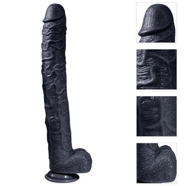 Bonilove Huoer Sword 43 Cm Realistik Damarlı Dev Siyah Penis