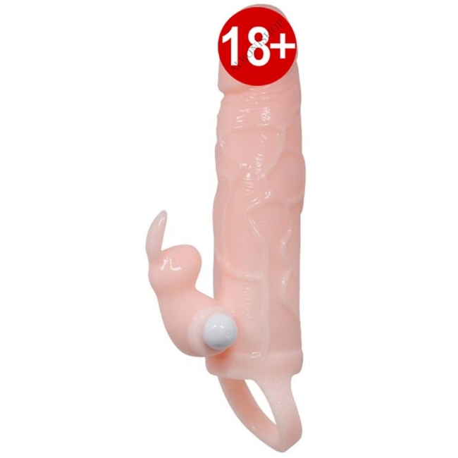 Brave Man Tavşan Figürlü Titreşimli Klitoris Uyarıcılı Realistik Penis Kılıfı 