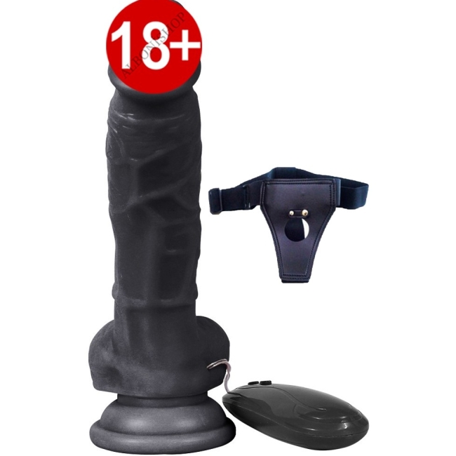 Dildo Series Adonis 17 Cm 10 Modlu Titreşimli Belden Bağlamalı Realistik Penis