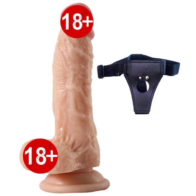 Dildo Series Gerçekci Damarlı Detaylı Esnek 17 Cm Belden Bağlamalı Penis