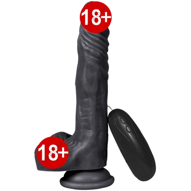 Dildo Series Xuanyuan 21 Cm 10 Modlu Titreşimli Siyah Realistik Penis