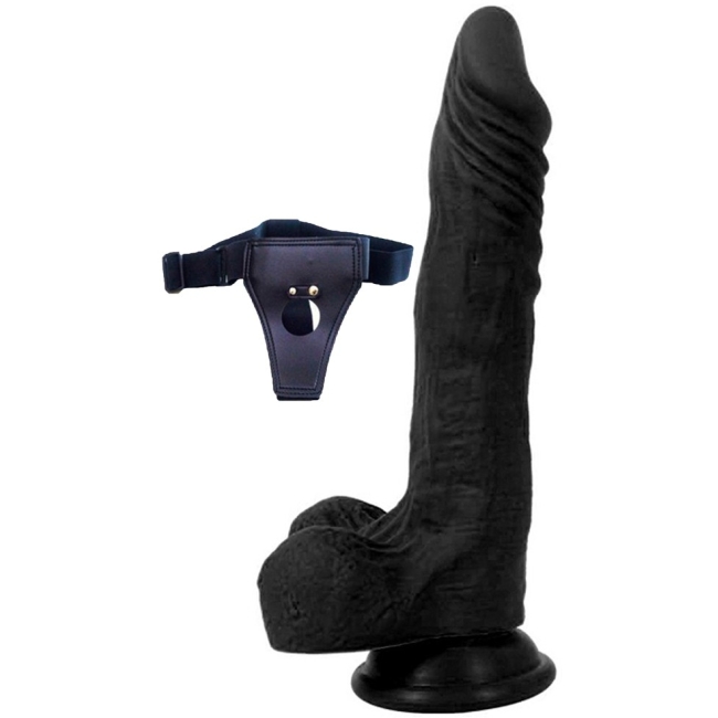 Dildo Series Yuan 21 Cm Belden Bağlamalı Siyah Realistik Penis