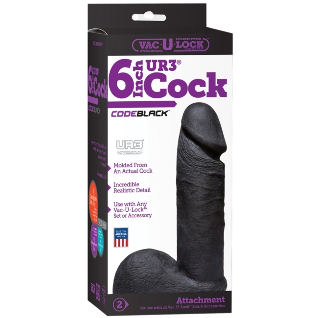 Doc Johson Code Black 6 İnch Ur3 Özel Dokulu Realistik Siyah Penis Dildo