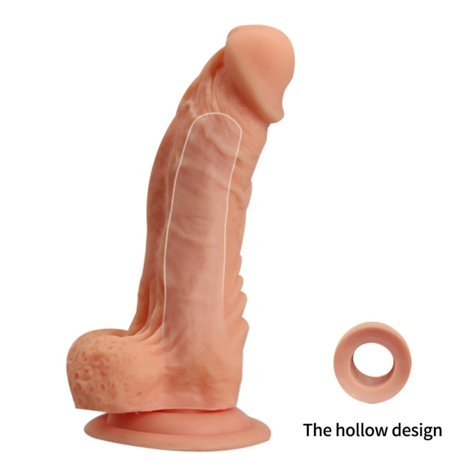 Donges 19 Cm Liquid Silikon Ultra Yumuşak Penis Kılıfı&İçi Boş Kemerli Penis