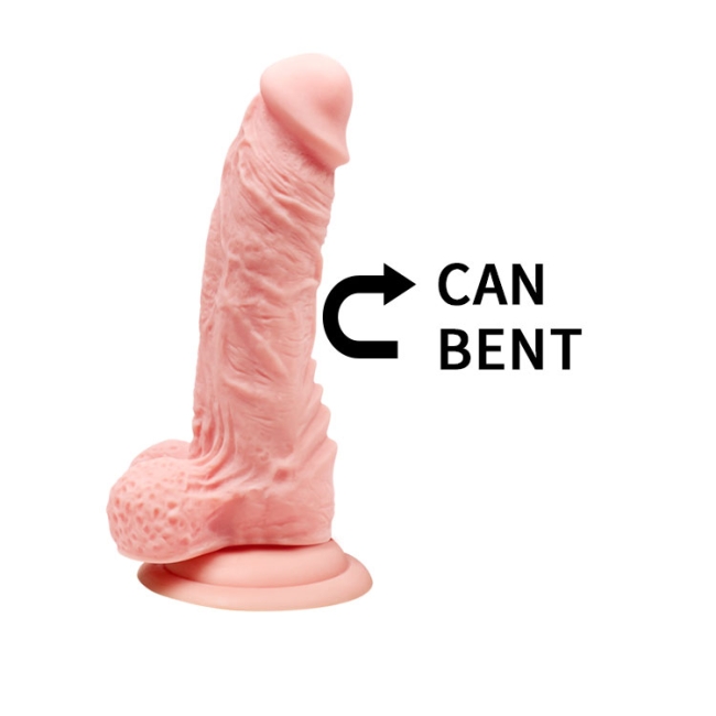 Dong 19 Cm Kıkırdaklı Liquid Silikon Ultra Yumuşak Kemerli Penis