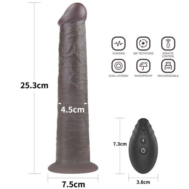 Dual Layer Platinyum 25 Cm Silikon Kumandalı Şarjlı Dönebilen Titreşimli Penis