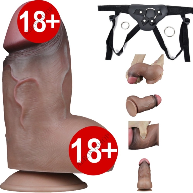 Dual Layer Platinyum Silikon 18 Cm Ultra Gerçekci Realistik Kemerli Penis