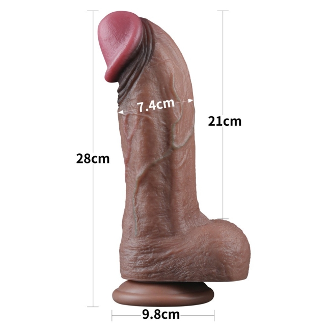 Dual Layer Platinyum Silikon 28 Cm XXL Ultra Gerçekci Kalın Realistik Penis