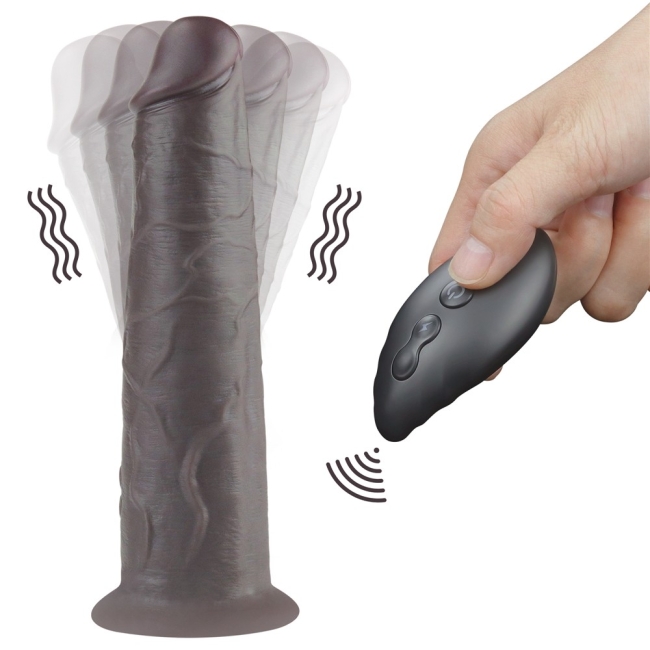 Dual Layer Platinyum Siyah 20 Cm Silikon Kumandalı Şarjlı Dönebilen Titreşimli Penis