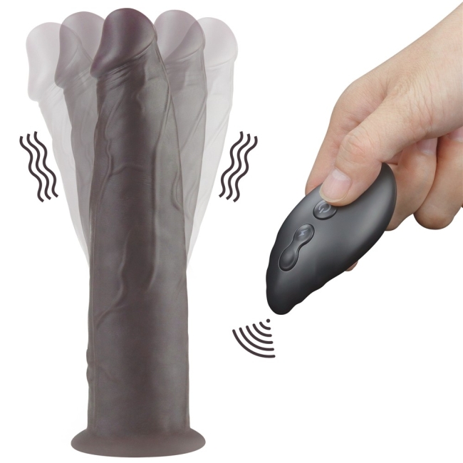 Dual Layer Platinyum Siyah 23 Cm Silikon Kumandalı Şarjlı Dönebilen Titreşimli Penis