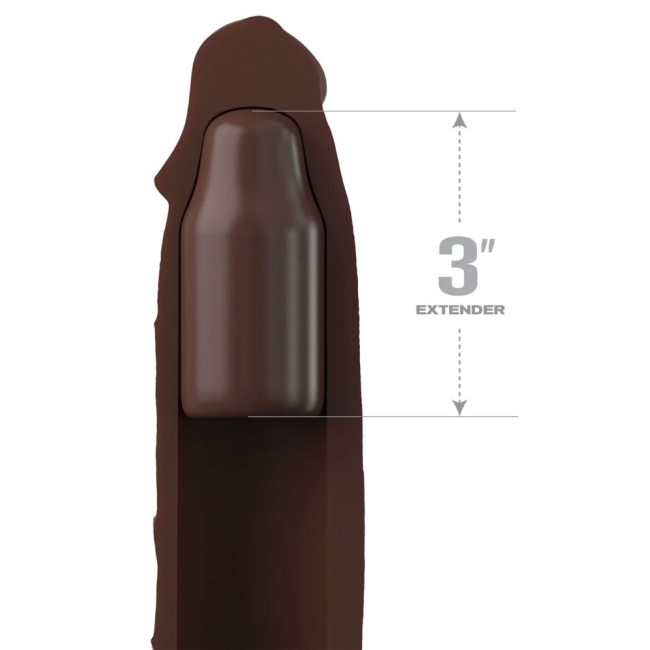 Fantasy Extension Elite 24 Cm Brown Testis Halkalı 9 Cm Uzatmalı Penis Kılıfı	