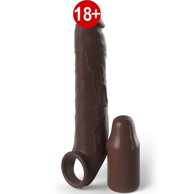 Fantasy Extension Elite 24 Cm Brown Testis Halkalı 9 Cm Uzatmalı Penis Kılıfı	