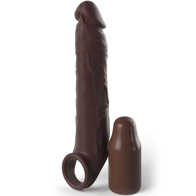 Fantasy Extension Elite 24 Cm Brown Testis Halkalı 9 Cm Uzatmalı Penis Kılıfı	