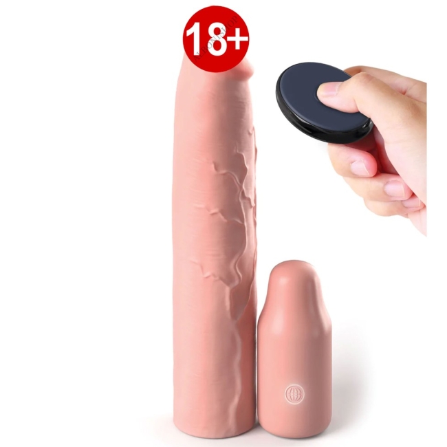 Fantasy Extension Elit Kumandalı Titreşimli 22 Cm Uzatmalı Silikon Penis Kılıfı