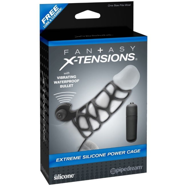 FX Extreme Silicone Power Cage Klitoris Uyarıcı Titreşimli Yumuşak Silikon Penis Kafesi Kılıfı