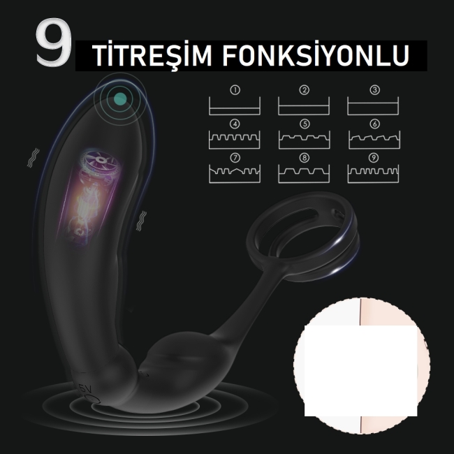 Gino 9 Modlu Titreşimli Penis Halkası&Prostat Vibratör 