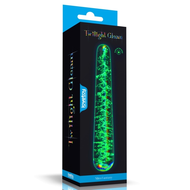 Glow-in-the-dark Twilight Gleam Glass Gece Parlayan İnce Cam Dildo 