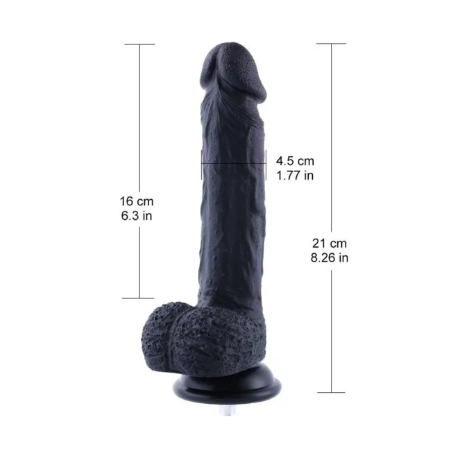 Hismith Seks Makineleri için 21 cm Esnek Gerçekçi Silikon Siyah Yapay Penis