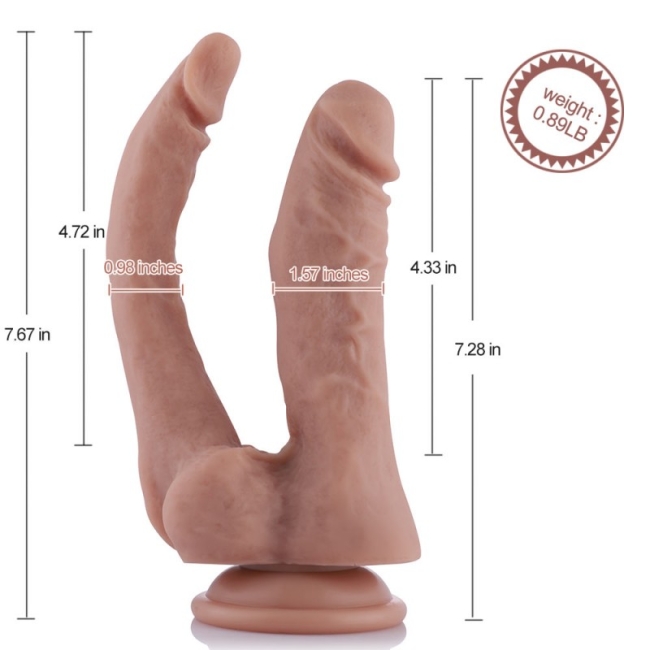 Hismith Sex Makineleri İçin Tasarlanmış 18 Cm Çift Başlı Silikon Penis