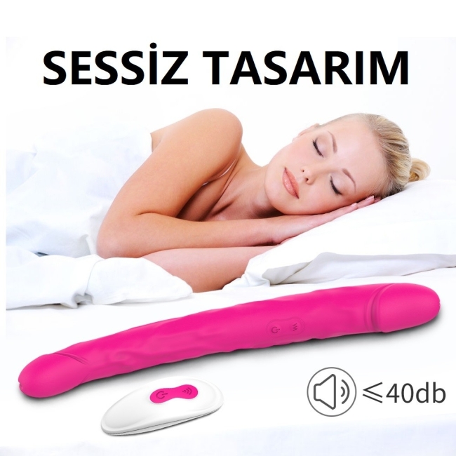 King 3 Kumandalı 9 Mod Titreşimli Çift Başlı Lezbiyen Penis Vibratör