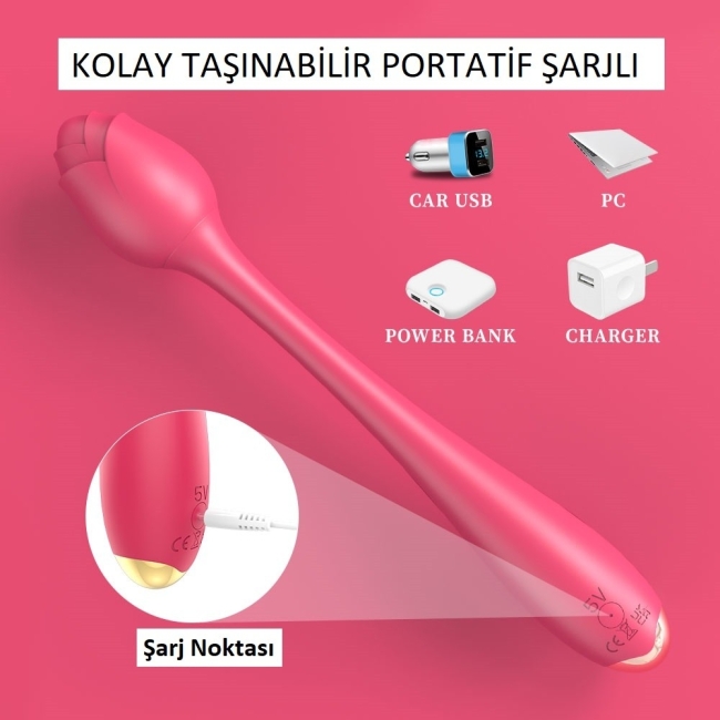 Lostus 9 Modlu Titreşimli Gül Tasarımlı Şarjlı Kıkırdaklı Vibratör