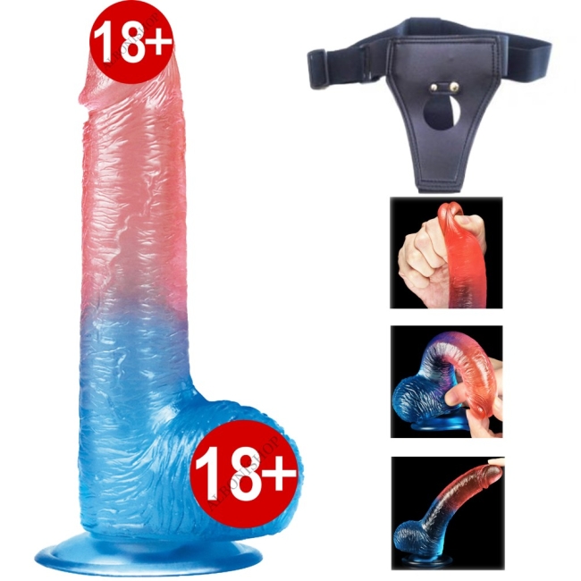 Lovetoy Çift Renkli Ultra Yumuşak 19 Cm Kemerli Jel Dildo