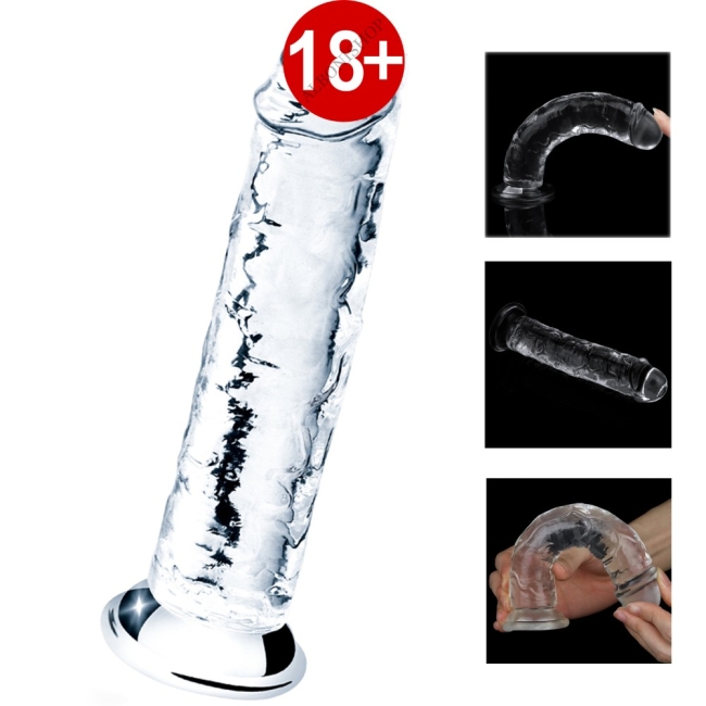 Lovetoy Flawless Clear Anal ve Vajinal 18 Cm Yumuşak Şeffaf Jel Dildo