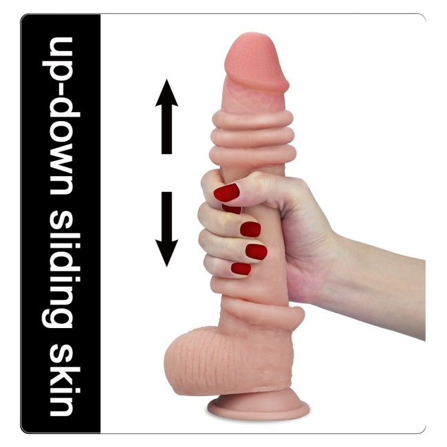 Lovetoy Hareketli Dış Yüzey Özel Seri Ultra Yumuşak 23  Cm Realistik Belden Bağlamalı Penis