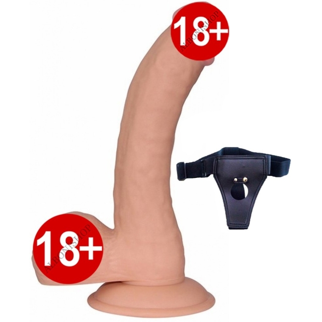 Lovetoy Yeni Nesil Ultra Yumuşak Özel Dokulu 20 Cm Kemerli  Realistik Penis-1082