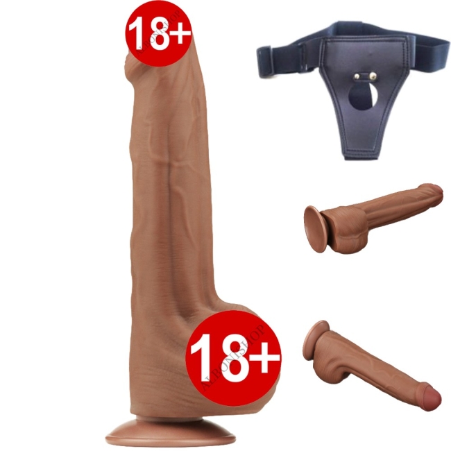 Lovetoy Brown King Size Hareketli Dış Yüzey Ultra Yumuşak 29 Cm Realistik Kemerli Penis