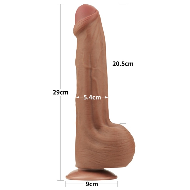 Lovetoy Brown King Size Hareketli Dış Yüzey Ultra Yumuşak 29 Cm Realistik Kemerli Penis