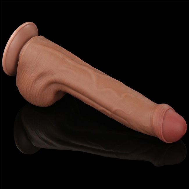 Lovetoy Brown King Size Hareketli Dış Yüzey Ultra Yumuşak 29 Cm Realistik Kemerli Penis