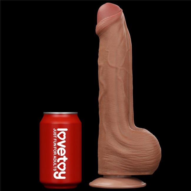 Lovetoy Brown King Size Hareketli Dış Yüzey Ultra Yumuşak 29 Cm Realistik Kemerli Penis