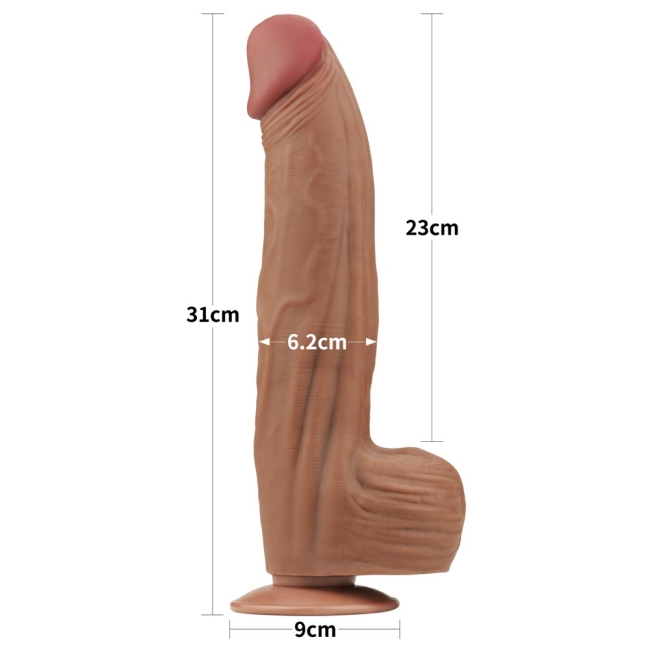 Lovetoy Brown King Size Hareketli Dış Yüzey Ultra Yumuşak 31 Cm Realistik Penis