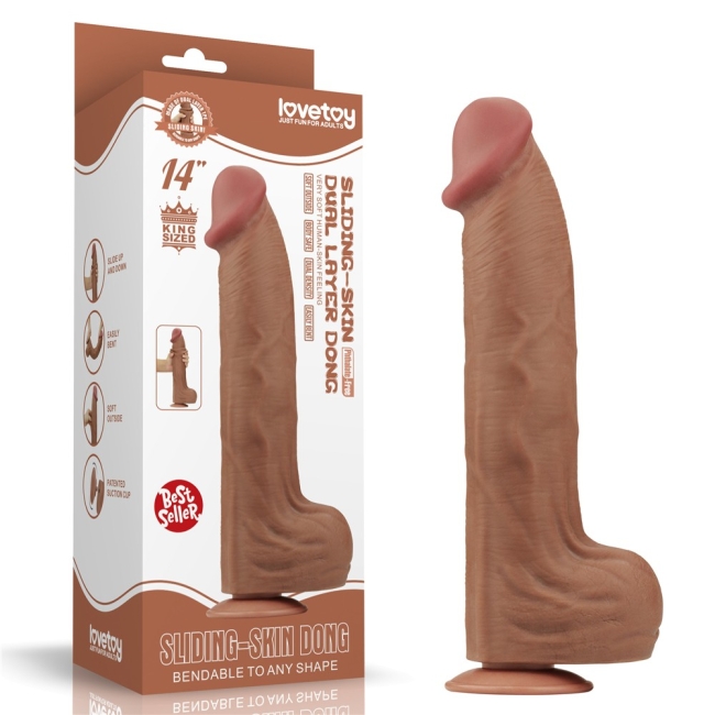 Lovetoy Brown King Size Hareketli Dış Yüzey Ultra Yumuşak 36 Cm Realistik Penis