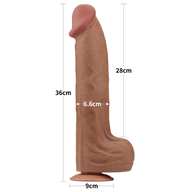 Lovetoy Brown King Size Hareketli Dış Yüzey Ultra Yumuşak 36 Cm Realistik Penis