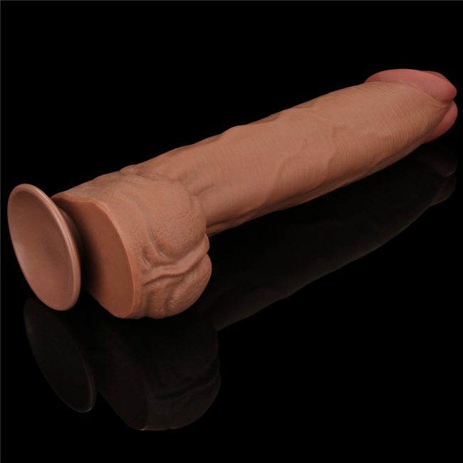 Lovetoy Brown King Size Hareketli Dış Yüzey Ultra Yumuşak 36 Cm Realistik Penis