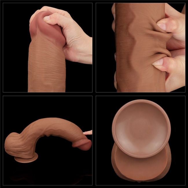 Lovetoy Brown King Size Hareketli Dış Yüzey Ultra Yumuşak 36 Cm Realistik Penis