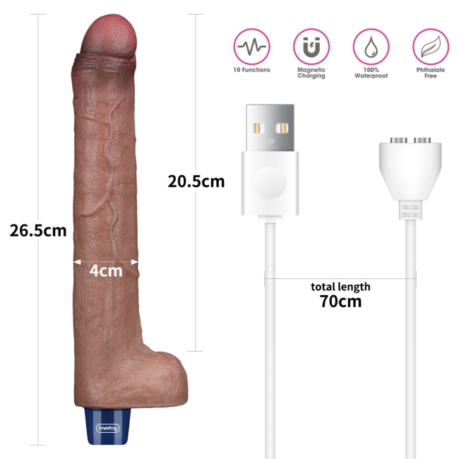 Lovetoy Şarj Edilebilir Gerçekçi Dokuda Titreşimli 27 Cm Yapay Penis