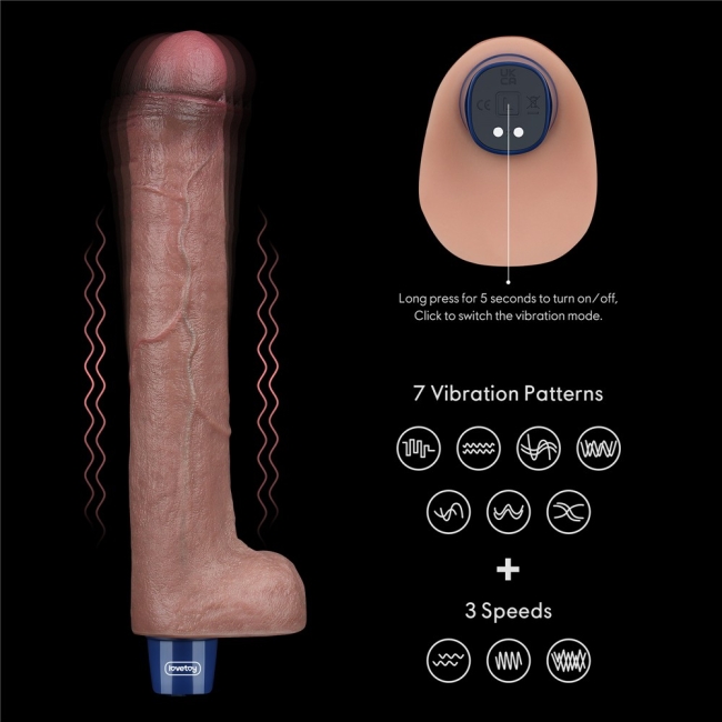 Lovetoy Şarj Edilebilir Gerçekçi Dokuda Titreşimli 27 Cm Yapay Penis