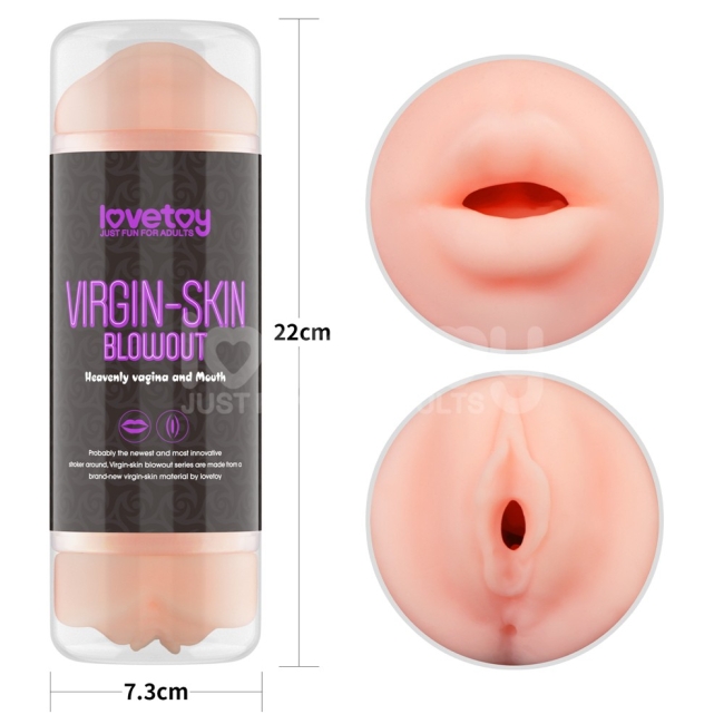 Lovetoy Virgin Skin Gerçekçi Dokuda Çift Taraflı Oral ve Vajinal Mastürbator