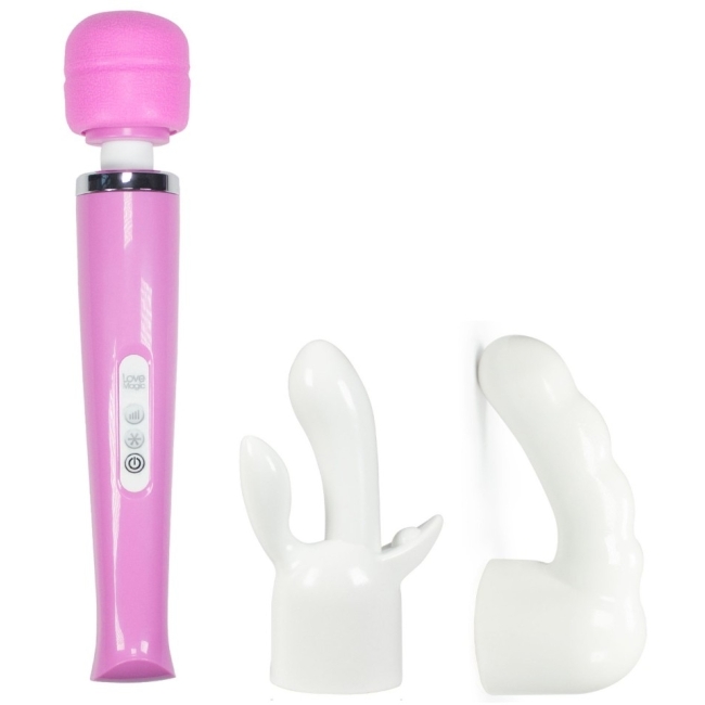 Magic Wand 20 Hızlı Şarjlı Pembe Masaj ve Orgazm Vibratör + 2 Başlık 